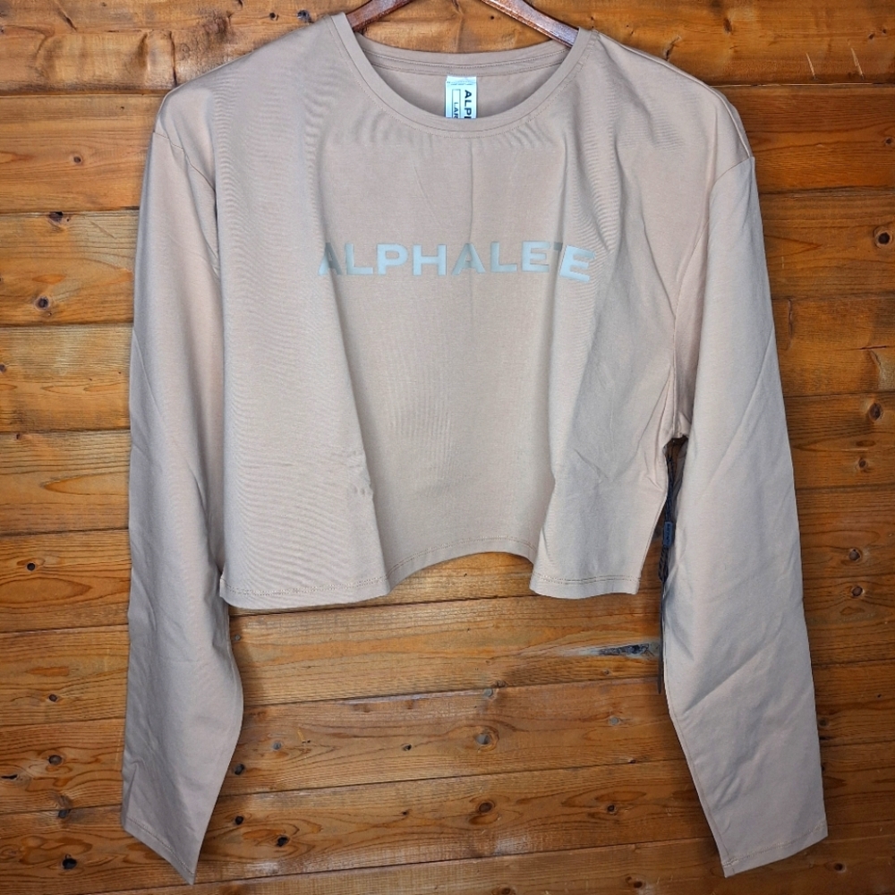 ❤️ NWT Alphalete Beige Tan Long Sleeve Crop Sweatshirt Size L